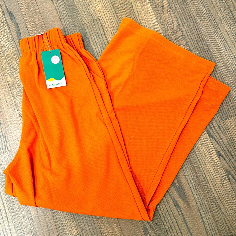 Halara bright orange wide leg stretchy pants